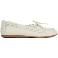 Dune Ladies Gala Suede Boat Shoes Size UK 6 Flat Heel Loafers White