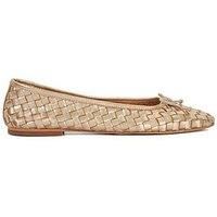 Dune Ladies Heat Woven Leather Bow Detail Ballet Pumps Size UK 7 Flat Heel Gold