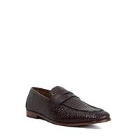 Dune Mens BELIAY Woven Leather Loafers Size UK 11 Brown