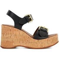 Dune Ladies Kamia Open Toe Wedge Heel Sandals Size UK 3 Wedge Heel Casual Sandals Black