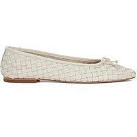 Dune Ladies Heat Woven Leather Bow Detail Ballet Pumps Size UK 6 Flat Heel Ecru
