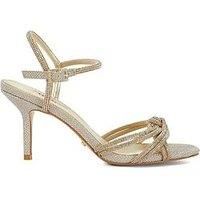 Dune Ladies Marvelous Diamante Detail Heeled Sandal Size UK 8 Stiletto Heel Heeled Sandals Gold