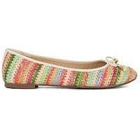 Dune Ladies Hallo Wide Fit Charm-Detail Ballet Shoes Size UK 4 Flat Heel Ballet Pumps Multi