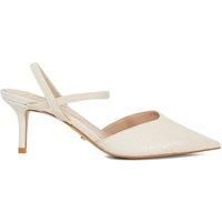 Dune London Ladies Classical Wide Fit Pointed Courts with Elasticated Stra Size UK 3 Stiletto Heel Slingbacks Ecru