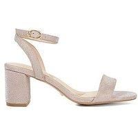 Dune Ladies MELINI Wide Fit Block Heel Sandals Size UK 7 Block Heel Block Heeled Sandals Rose Gold