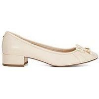 Dune Ladies Amazing Low Block Heel Ballet Flats Size UK 3 Flat Heel Flat Shoes Ecru