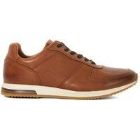 Dune London Men's Wide Fit 'Trilogy' Leather Trainer in Tan | Size: 7