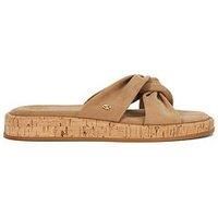 Dune Ladies LITA Cork Wedge Open Toe Sandals Size UK 3 Flat Heel Suede Casual Sandals