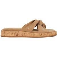 Dune Ladies LITA Cork Wedge Open Toe Sandals Size UK 6 Flat Heel Suede Casual Sandals