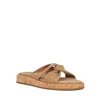 Dune Ladies LITA Cork Wedge Open Toe Sandals Size UK 7 Flat Heel Suede Casual Sandals
