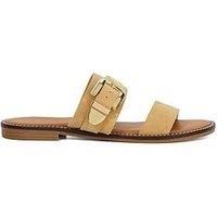 Dune Ladies LAWE Suede Double Strap Sandals Size UK 7 Flat Heel Suede Flat Sandals