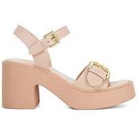 Dune Ladies Jupiter Leather Open Toe Platform Sandals Size UK 6 Block Heel Casual Sandals Blush