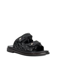 Dune Ladies LOTTAIS Quilted Double Strap Sandals Size UK 4 Flat Heel Casual Sandals Black