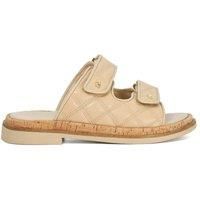 Dune Ladies LOTTAIS Quilted Double Strap Sandals Size UK 8 Flat Heel Casual Sandals Camel