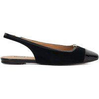 Dune London Ladies Hanna Suede Sling Back Logo Flats Size UK 6 Flat Heel Suede Ballet Pumps Black