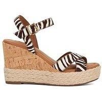 Dune London Kindest Cork And Woven Wedge Sandals - Zebra