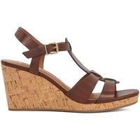 Dune Ladies KASTRO Leather Cork Wedge Size UK 8 Wedge Heel Casual Sandals Brown