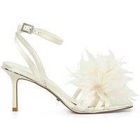 Dune London Mylove Bridal Fluffy Heeled Sandals - Ivory Satin