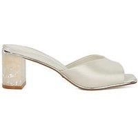 Dune London Memorable Bridal Pearl Heal Mule - Ivory Satin