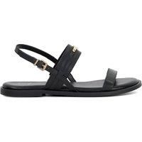 Dune Ladies LITTON Leather Sandals with Logo Detail Size UK 3 Flat Heel Casual Sandals Black