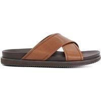 Dune Mens ITOS Cut Out Detail Sliders Size UK 8 Flat Heel Casual Sandals Brown