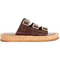 Dune Ladies Lures Patent Leather Cork Sole Sandal Size UK 3 Flat Heel Casual Sandals Brown