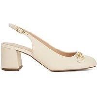 Dune Ladies Dreaming Block Heel Slingback Shoes Size UK 6 Block Heel Court Shoes Ecru