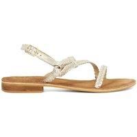 Dune Ladies LILLER Leather Woven Detail Open Toe Sandals Size UK 3 Flat Heel Casual Sandals Gold