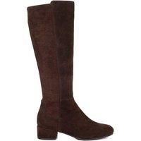 Dune London Ladies Tayla Stretch Knee-High Boots Size UK 3 Block Heel Suede Knee High Boots Brown