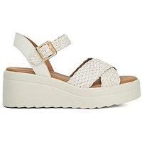 Dune London Kinleys Leather Wedge Sandals - Ecru