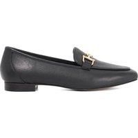 Dune London Ladies Grained Suede Metal Trim Loafers Size UK 4 Flat Heel Black