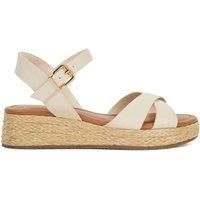 Dune London Ladies LITTLETON Wide Fit Leather Raffia Flatform Sandals Size UK 6 Wedge Heel Ankle Strap Sandals