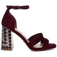 Dune London Majestical Suede Embellished Heel - Burgundy