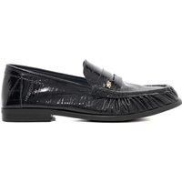 Dune London Ladies GRISELLA Leather Slip On Ruched Toe Loafers Size UK 7 Flat Heel Black