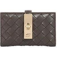 Dune London Kassia Turn Lock Leather Woven Purse - Dark Brown