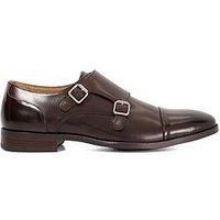 Dune Satchin Leather Men's Dark Brown Double Monk Shoes