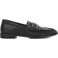 Dune London Ladies GAZILLION Studded Leather Penny Loafers Size UK 8 Flat Heel Black