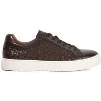 Dune London Mens TJ Leather Woven Detail Lace Up Trainers Size UK 9 Brown