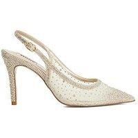 Dune London Ladies Compassionate Sling Back Hotfix Courts Size UK 4 Stiletto Heel Slingbacks Gold