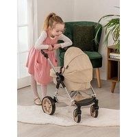 Childrens Dolls Pushchair 4 Mode Convertible Doll Buggy Premium Grey Fabric Pram
