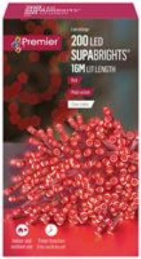 Premier Decorations 200 Red LED Christmas Tree Lights