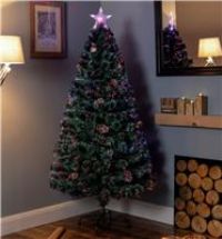Premier Fibre Optic Christmas Tree with Berrys Pine Cones and Star Topper 120cm - wilko