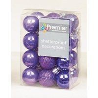 Premier Decorations 24 x 30mm Purple Christmas Tree Balls