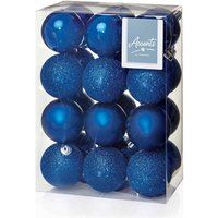 Premier Decorations 24 x 60mm Midnight Blue Christmas Tree Balls