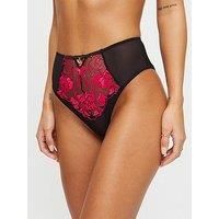 Ann Summers The Hero High Waisted Brief - Black/Red 12 - Thong for Women with Mesh & Harness Style Detail - Everyday Underwear for Women - Mesh Thong Underwear for Women - High Waist Thong