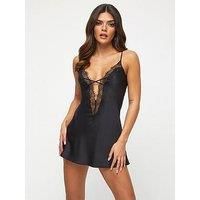 Ann Summers Cherryann Planet Satin Chemise Black Medium