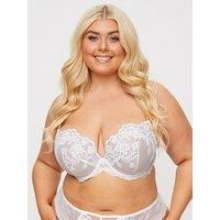 Ann Summers The Icon Fuller Bust DD+ Padded Plunge Bra White, DD-G Cup, Sequin Embellished Womens Underwear, Bridal Womens Lingerie