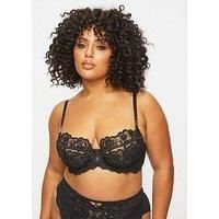 Ann Summers The Icon Fuller Bust Lace Bra, Women/'s Plunge Bra with Lace Detail, Underwired Bra for Women, Padded Bras Plus Size Lingerie - Cup Size DD-G Black