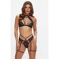 Ann Summers Bodywear Rosella Crotchless Set - Black