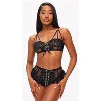 Ann Summers Boudoir Tease Crotchless Set - Black